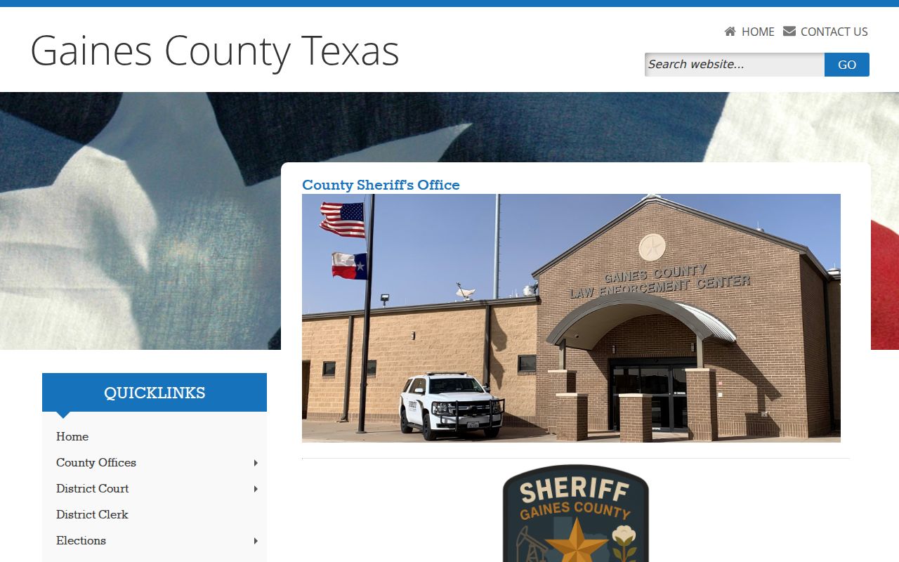 Gaines County Sheriff and Law Enforcement Center contact page