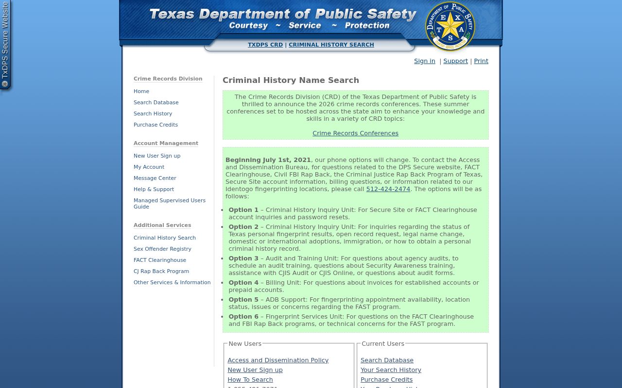 Gaines County criminal history Texas DPS name search