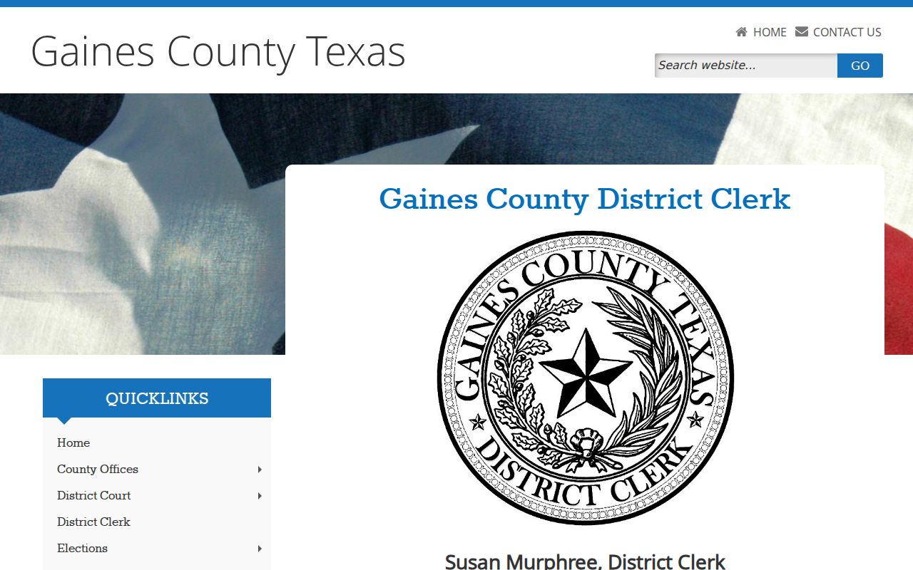 Gaines County District Clerk felony records page
