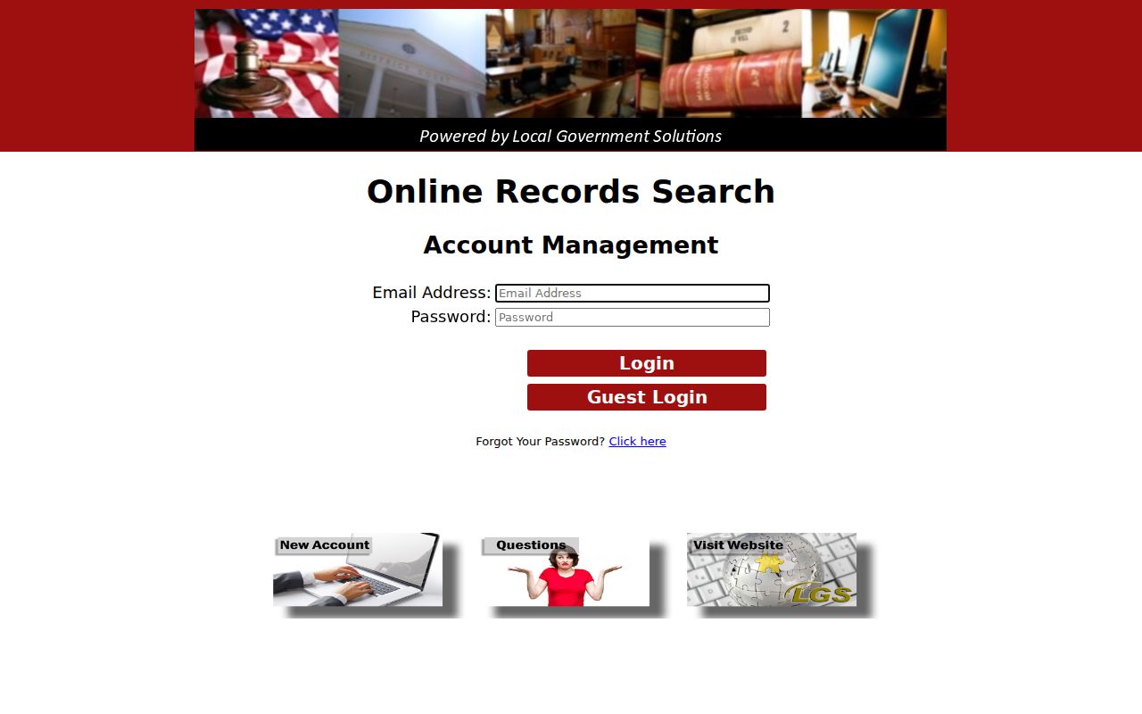 Local Government Solutions Gaines County records search interface
