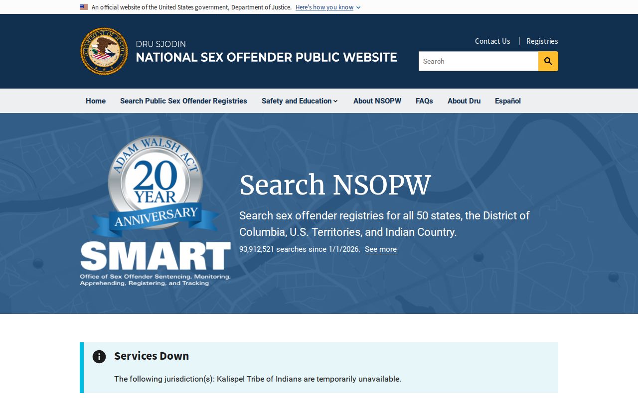 NSOPW national search used with Gaines County sex offender registry records